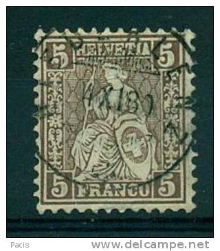 SVIZZERA 1862 ALLEGORIA  DENTELLATI  2 C. GRIGIO USATO - Used Stamps