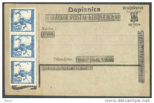 YUGOSLAVIA  - JUGOSLAVIJA  -  SLOVENIA - SHS - POST CARD  - 1919 - Mint - EXELENT - Postwaardestukken