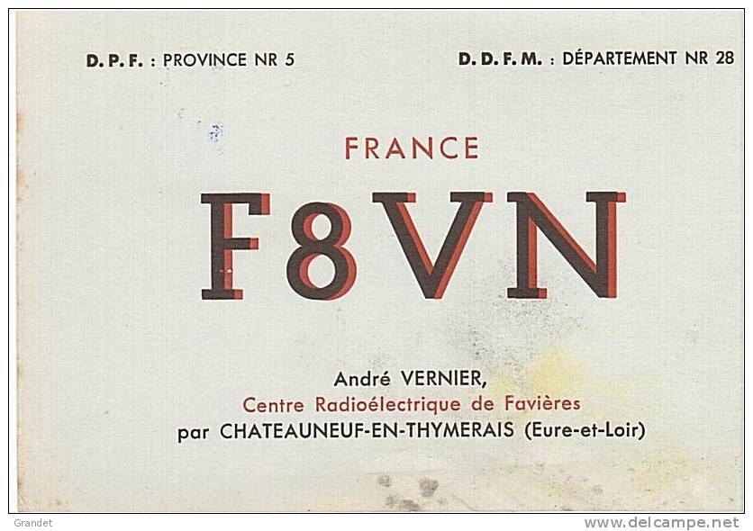 CARTE RADIO QSL - 1964 - CHATEAUNEUF EN THYMERAIS -28 . - Radio Amateur