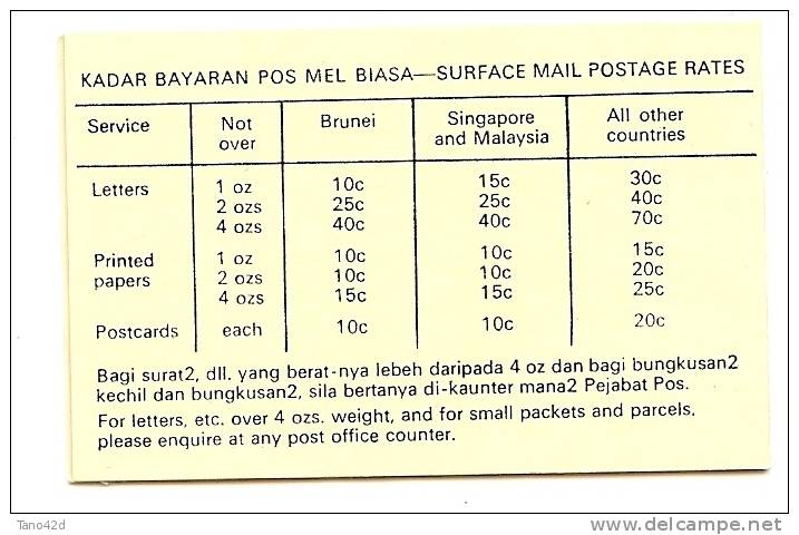 REF LANV4 - BRUNEI - CARNET AVEC 2 PANNEAUX DE 4 TP A L'EFFIGIE DU SOUVERAIN  5 ET 10 SEN - Brunei (1984-...)