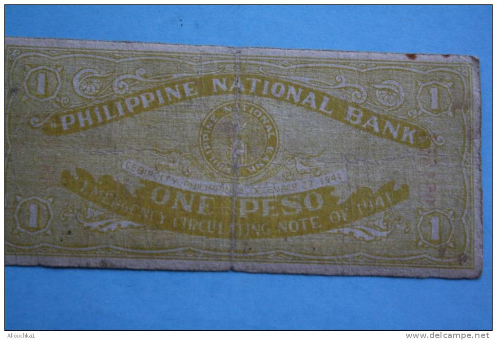 Billet De Banque Philippine National Bank (one Peso) Emergency Circulating Note Of 1941 /Issued By The Cebu Currency Com - Philippines