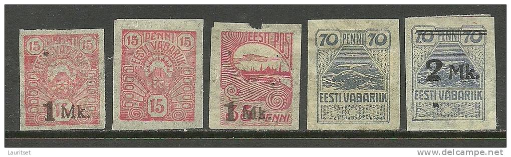 Estland Estonie Estonia 1920 = 5 Different Stamps Printed On Cigarette Paper * - Estland