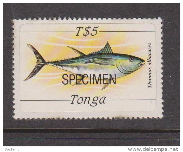 Tonga 1984 $5 Tuna Fish Definitive Self Adhesive MNH Overprinted Specimen - Tonga (1970-...)