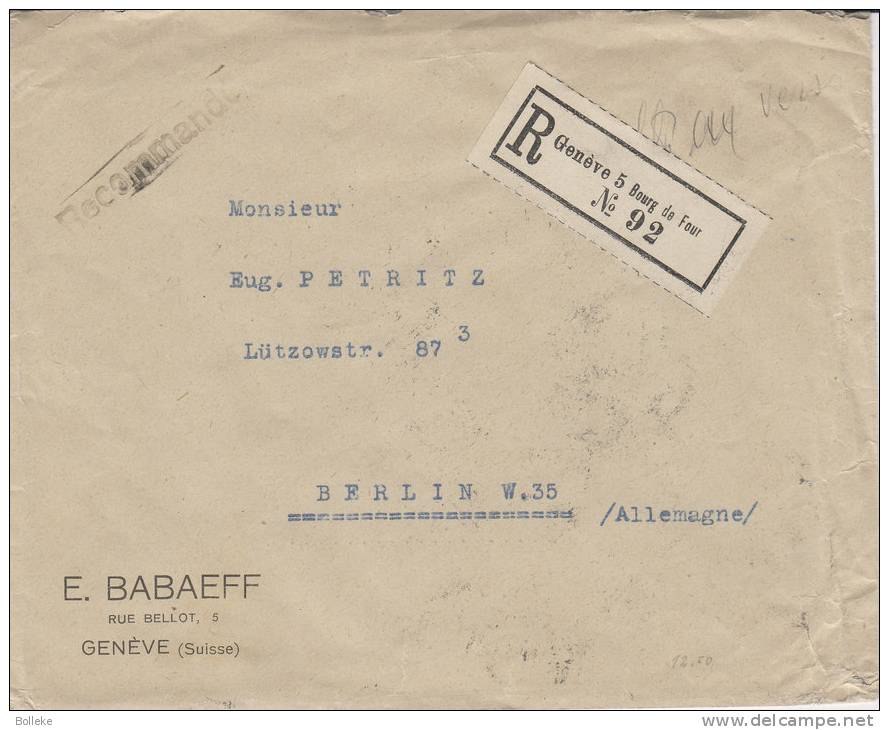 Suisse - Lettre Recommandée De 1924 ° - Lettres & Documents