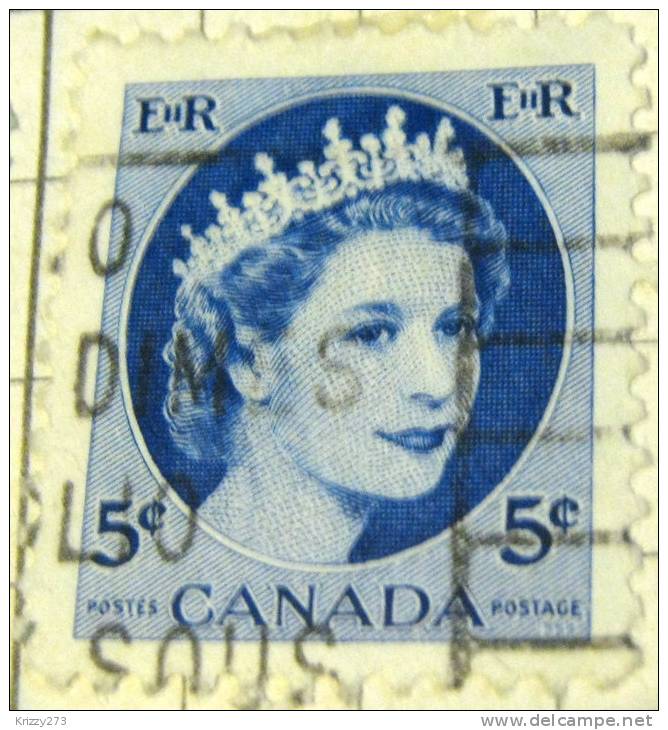 Canada 1954 Queen Elizabeth II 5c - Used - Gebruikt