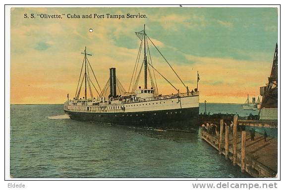 Port Tampa Service To Cuba S.S. " Olivette " One Worm Hole - Tampa