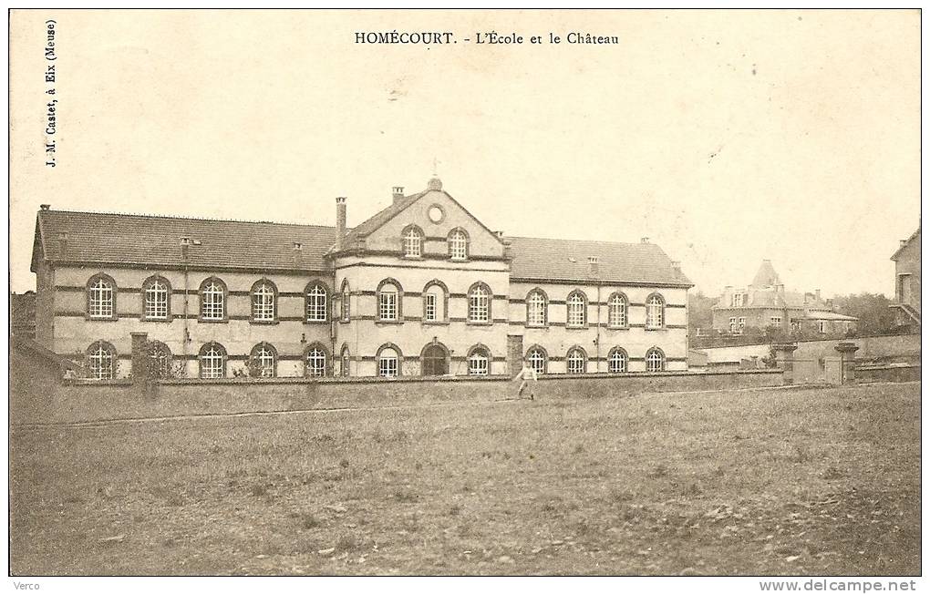 Carte Postale Ancienne De HOMECOURT -L´école Et Le Château - Homecourt