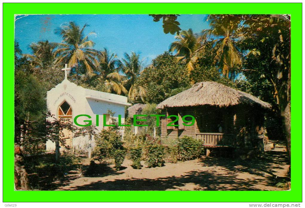 PUERTO RICO - SMALL CHAPEL, CAPILLA DE PERPETUO SOCORRO, BESIDE QUAINT VILLAGE HUT - TRAVEL IN 1955 - - Puerto Rico