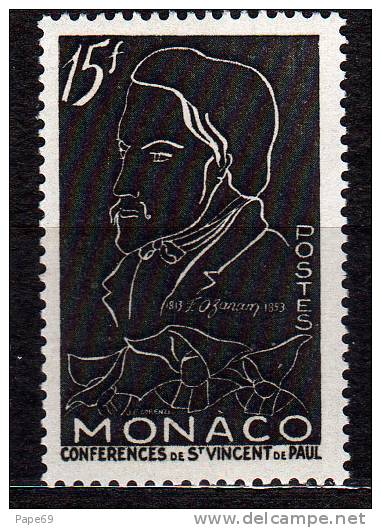 MONACO N° 401 XX  Centenaire De La Mort De A. F. Ozanam 15 F. Noir TB - Autres & Non Classés