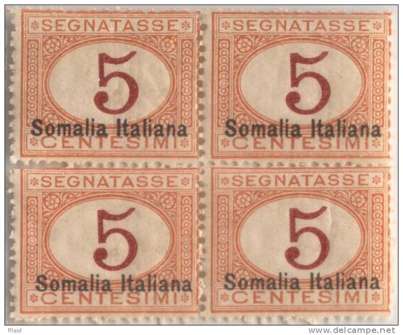 SI53D Italia Italy  Regno Colonie Segnatasse 1920 5 C. - Soprastampato Somalia Italiana, In Basso Nuovo MNH Q.tina - Somalie