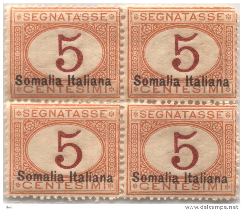 SI53D Italia Italy  Regno Colonie Segnatasse 1920 5 C. - Soprastampato Somalia Italiana, In Basso Nuovo MNH Q.tina 1 - Somalië