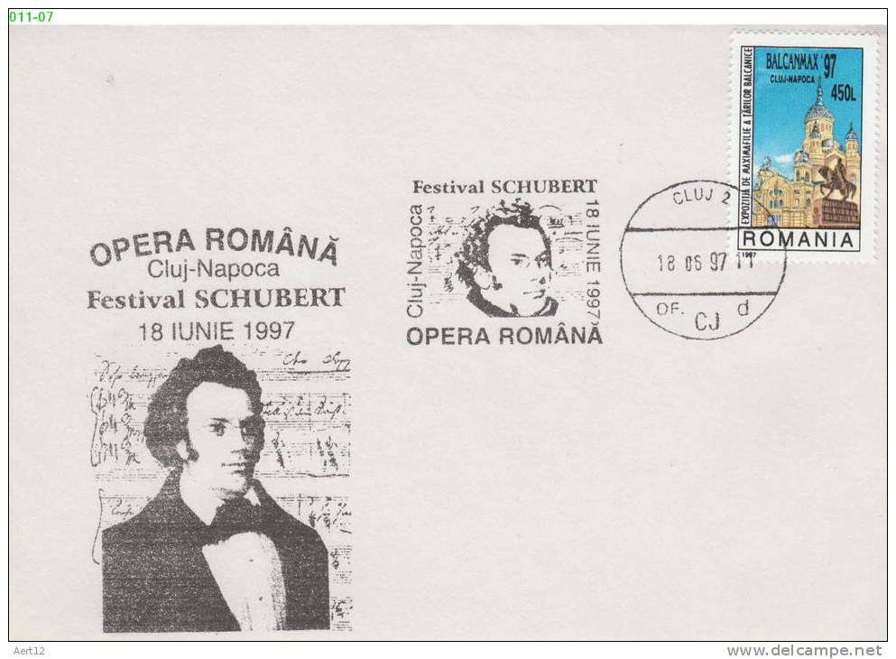 ROMANIA, 1997,Romanian Opera Cluj-Napoca, Festival Schubert, Cover, Sc. 4159 - Covers & Documents