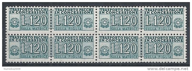 1955-81 ITALIA PACCHI IN CONCESSIONE STELLE 120 LIRE QUARTINA MNH ** - RR10358 - Pacchi In Concessione