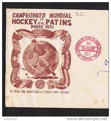 Portugal Sports 8th World Championship Hockey PORTO 1952 Fdc Cover Postmark  Sp1998 - Hockey (Veld)