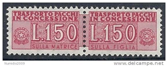 1955-81 ITALIA PACCHI IN CONCESSIONE STELLE 150 LIRE MNH ** - RR10373-4 - Pacchi In Concessione