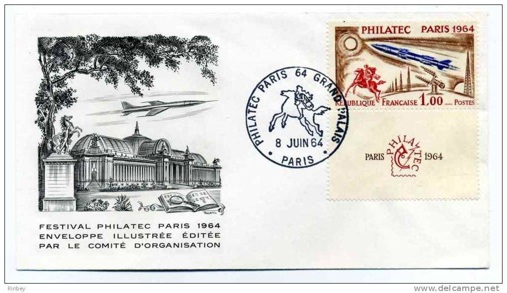 FDC YT#1422 PHILATEC PARIS 1964 / GRAND PALAIS / 8 Juin 1964 - 1960-1969