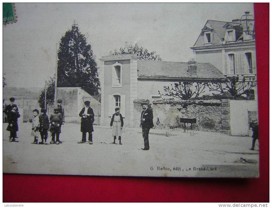 RARE CPA-72-LE GRAND-LUCE-UN COIN DE PLACE ET RUE DU PAVILLON-ANIMEE - VOYAGEE 1916-Editeur : G. REDON - Le Grand Luce