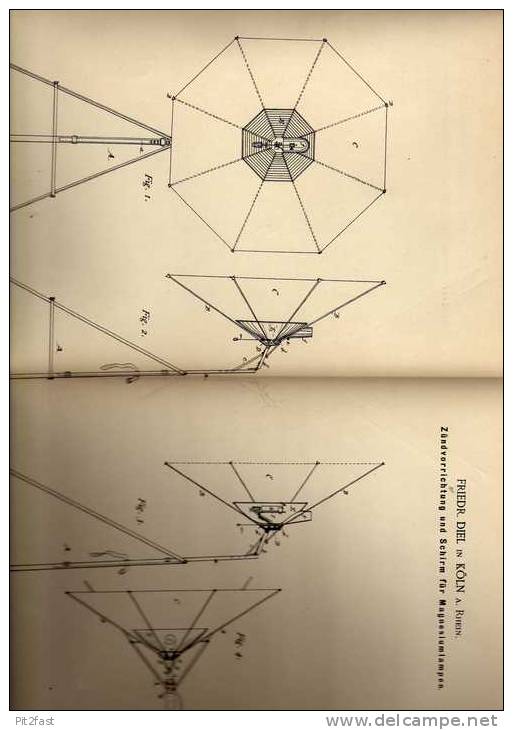 Original Patentschrift - F. Diel In Köln A. Rhein , 1887 , Magnesiumlampe Für Photographie , Photograph !!! - Leuchten & Kronleuchter