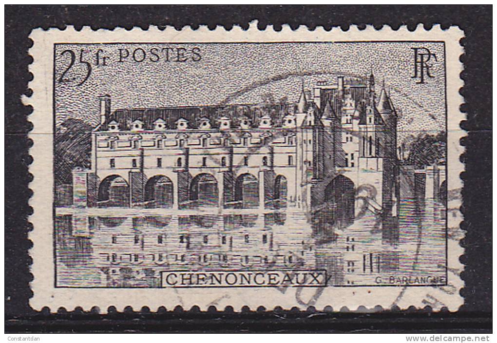 FRANCE N° 611 25F NOIR CHATEAU DE CHENONCEAUX OBLITERATION TELEGRAMMMES - Usati