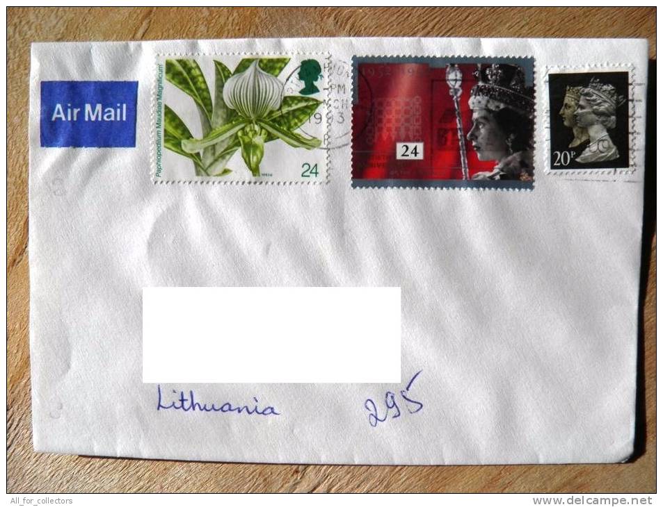 Cover Sent From UK To Lithuania, 1993, Queen Flower - Unclassified