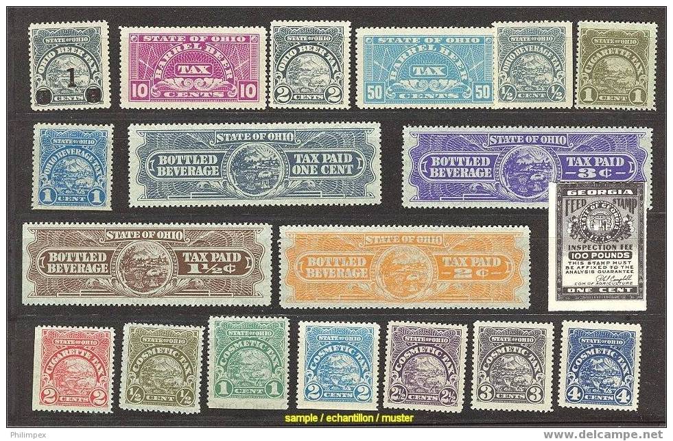 COLLECTION 36 DIFFERENT REVENUES USA, ALL MINT NEVER HINGED **! - Collections