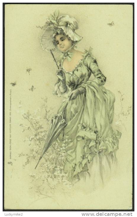 A Tuck's Postcard (number 886)  "A Dainty Damsel",  Posted 1904 (fine "SHEPHERDS-BUSH/date/W / 39/B" Duplex).     G-66 - Fashion