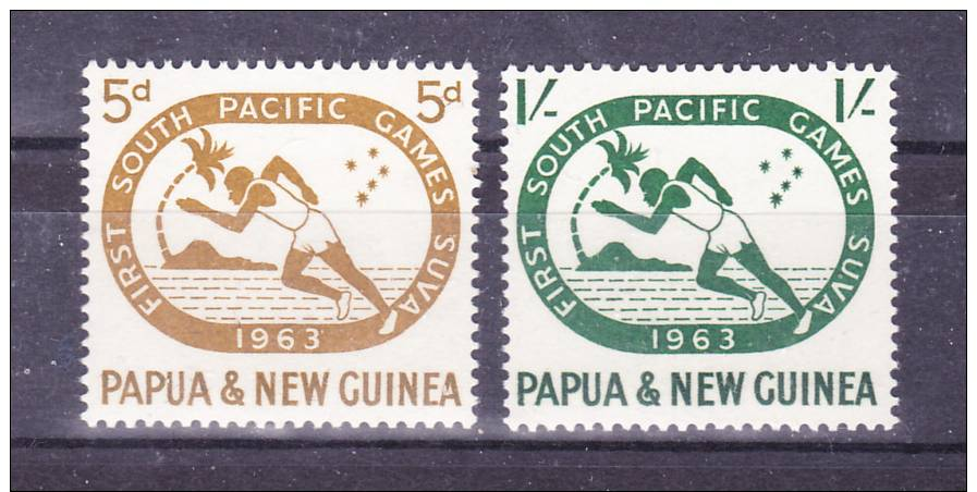 PAPUA NEW GUINEA   1963   Sport - South Pacific Games    Y&T   # 54/5   , Cv  2,00    E  , ** M N H , V V F  V V F - Papua New Guinea