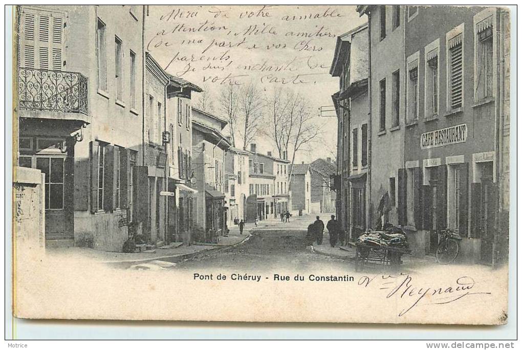 PONT DE CHERUY  -  Rue Constentin (café Restaurant). - Pont-de-Chéruy