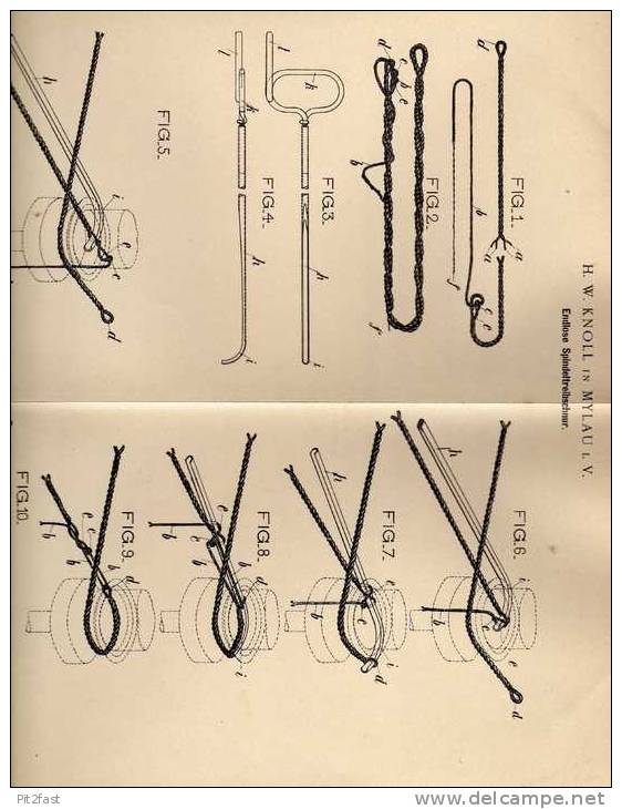 Original Patentschrift - H. Knoll In Mylau I.V. , 1901 , Endlose Spindeltreibschnur !!! - Historische Dokumente