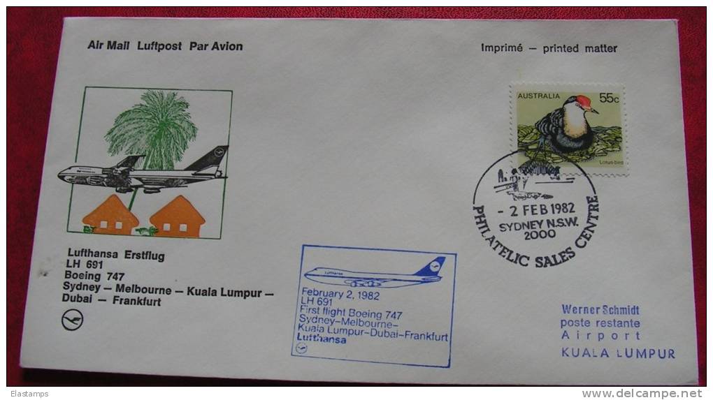 =AUSTRALIA  LUFTPOST 1982 SYDNEY-FRANKFURT - First Flight Covers