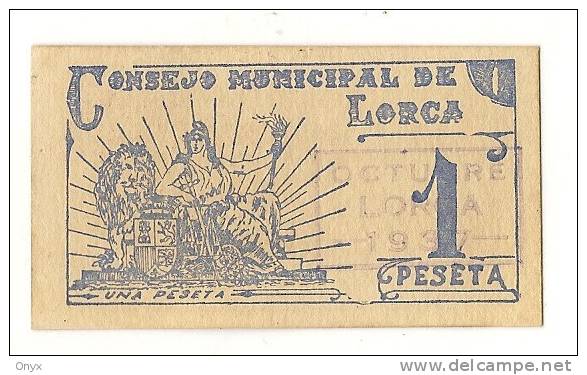 ESPAGNE/ GUERRE CIVILE - COMMUNE DE LORCA / MURCIA  -  1 PESETA 1937 NEUF - 100 Pesetas