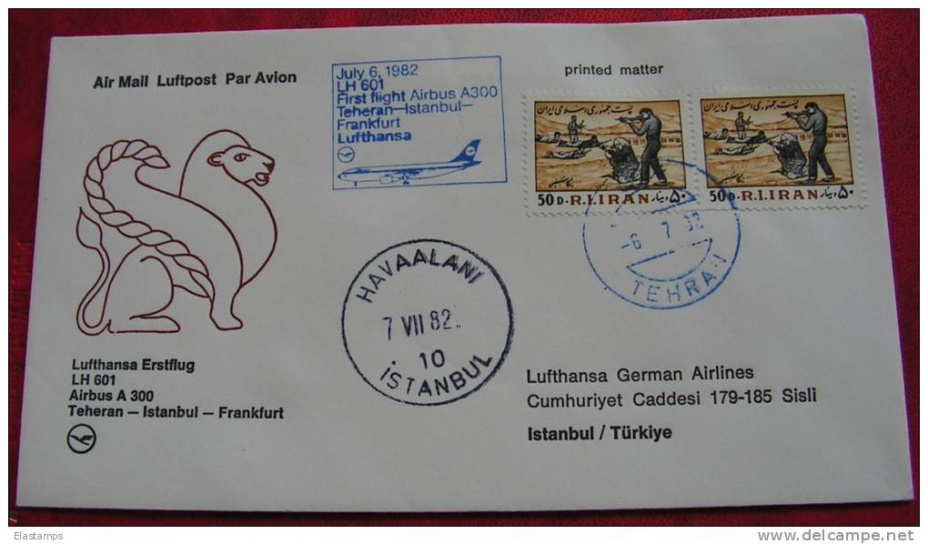 =DE LUFTPOST 1982 Erst Flug TEHERAN-FRANKFURT - Otros & Sin Clasificación