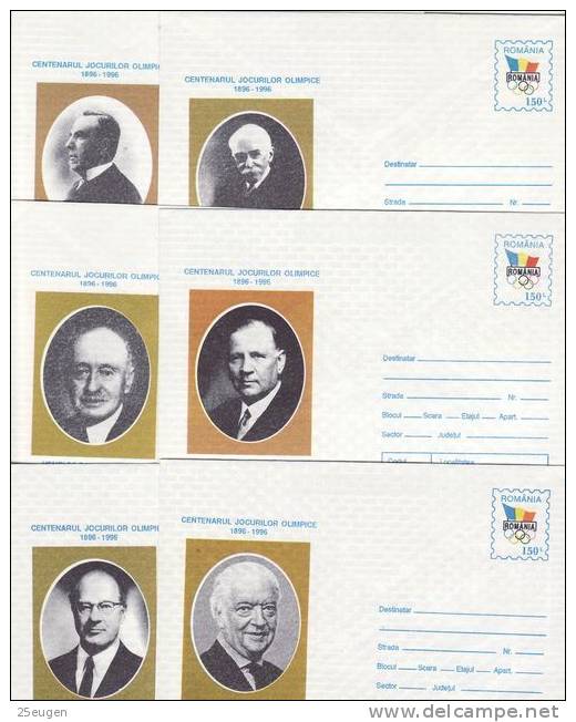 ROMANIA 1996 POSTAL STATIONERIES SET OF 6 - Summer 1996: Atlanta