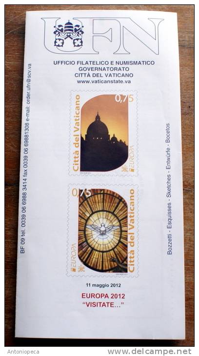 VATICANO 2012 -  FDC , EUROPA 2012, SPECIAL OBLITERATION ON OFFICIAL BULLETIN, LIMITED EDITION - FDC