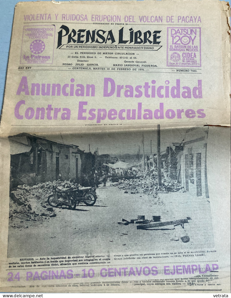 Prensa Libre N° 7482 Du 10/02/76 : Quotidien Guatemala (Lors Du Tremblement De Terre) - [1] Tot 1980