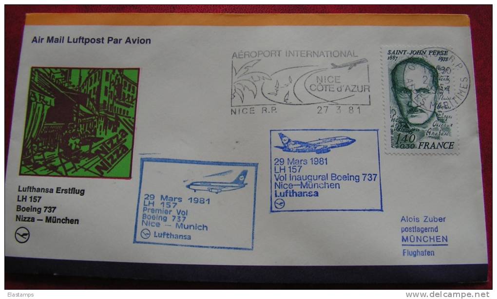 =DE LUFTPOST 1982 NIZZA-MUNCHEN - First Flight Covers