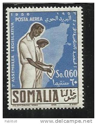 SOMALIA AFIS 1956 POSTA AEREA AIR MAIL PRIMA 1a ASSEMBLEA LEGISLATIVA SOMALA CENT. 60 C MNH - Somalia (AFIS)