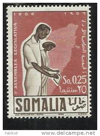 SOMALIA AFIS 1956 PRIMA 1a ASSEMBLEA LEGISLATIVA SOMALA CENT. 25 C MNH - Somalia (AFIS)