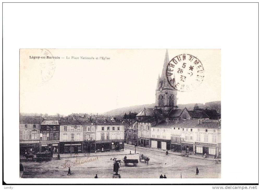 55.. Ligny-en-barrois, La Place Nationale Et L'eglise - Ligny En Barrois