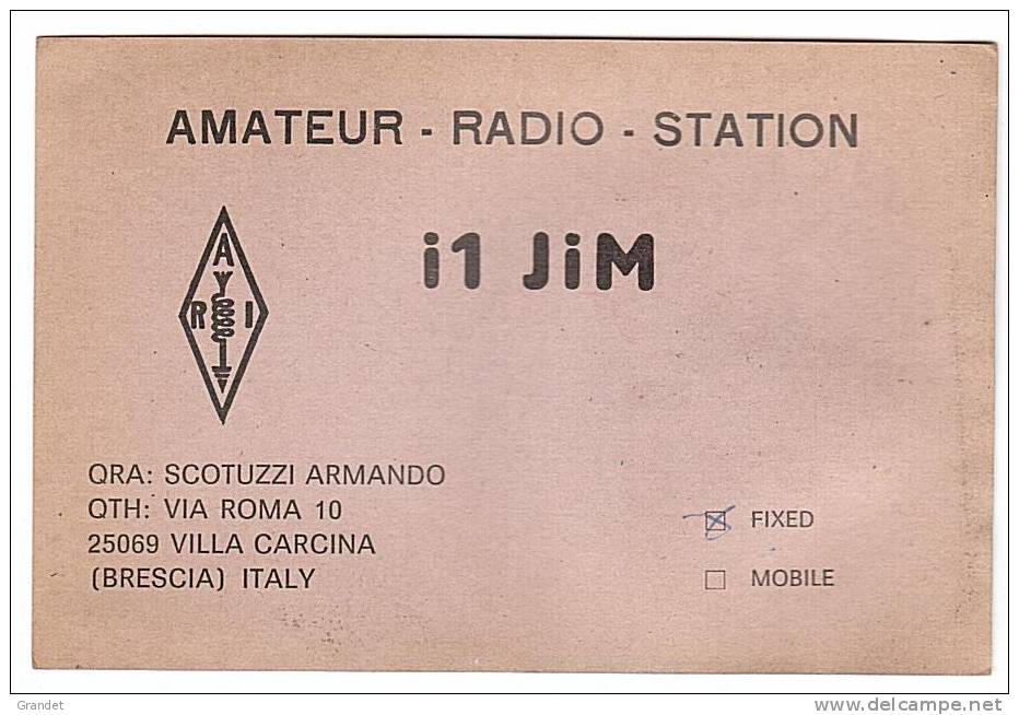 CARTE RADIO QSL - ITALIE - VILLA CARCINA -1968. - Radio Amateur
