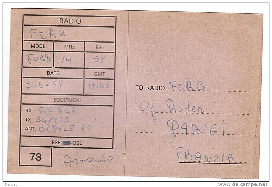 CARTE RADIO QSL - ITALIE - VILLA CARCINA -1968. - Radio Amateur