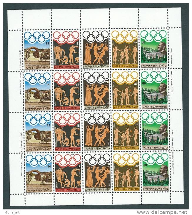 Greece / Grece / Grecia / Griechenland 1984 Olympic Games Los Angeles Sheetlet MNH - Estate 1984: Los Angeles