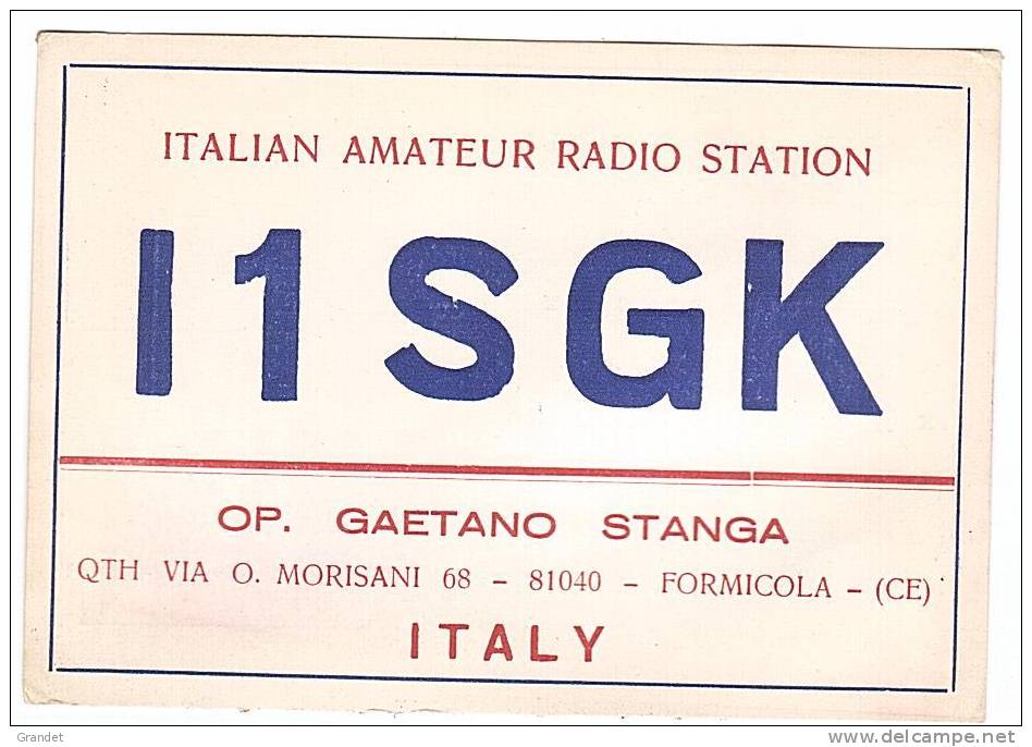CARTE RADIO QSL - ITALIE - MORMICOLA -1968. - Radio Amateur