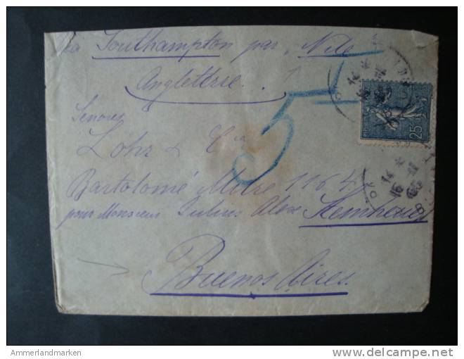 Frankreich: Brief Nach Argentinien, Via Southhampton Par Nice - 1927-1959 Briefe & Dokumente