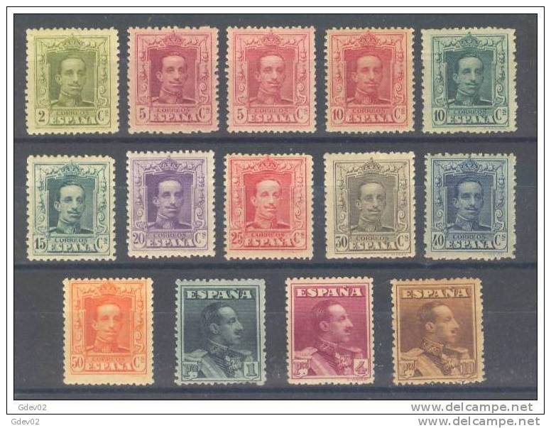 ES310-L2172TCELFR.España . Spain  Espagne.Rey  ALFONSO Xlll TIPO VAQUER. 1922/30 (Ed.310/23**) Sin Charnela MUY BONITA - Familles Royales