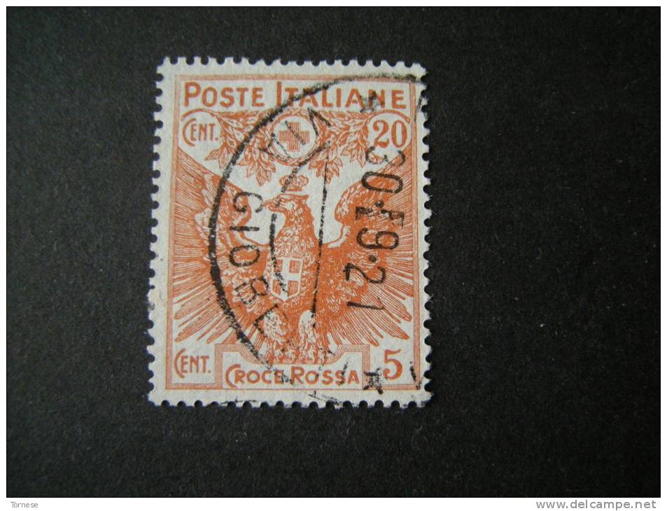 REGNO - 1915-16, PRO CROCE ROSSA, Cent. 20 + 5 Arancio, Bell'annullo - Usati