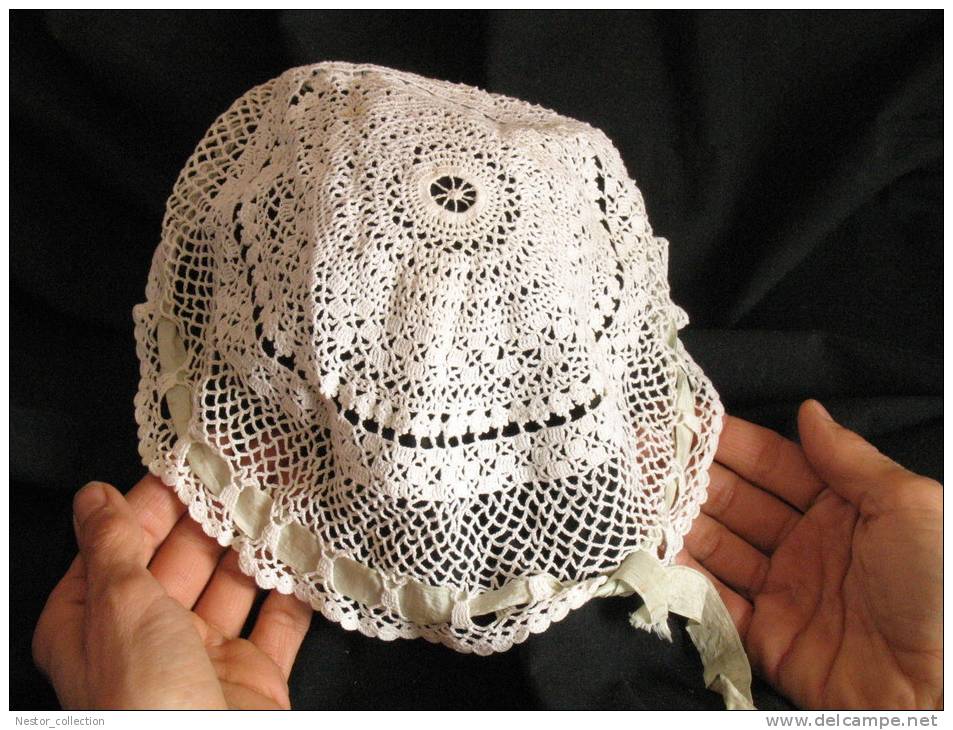 PRIX FIXE  Bonnet Crochet Dentelle Passementerie Broderie Linge Ancien Mercerie Coiffe  ACHAT IMMEDIAT - Coiffes, Chapeaux, Bonnets