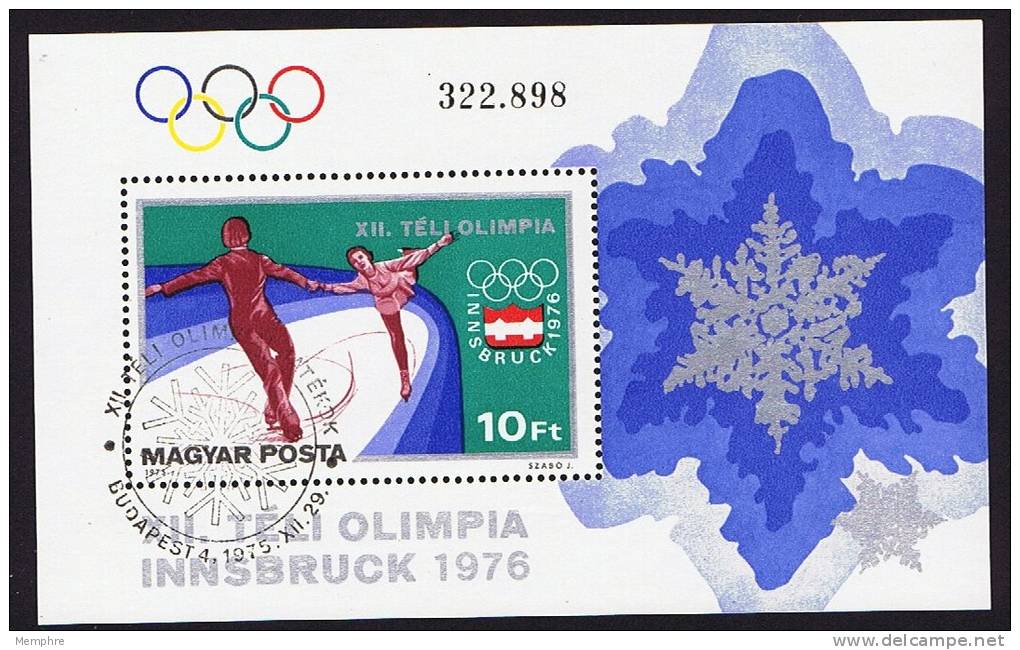 1975  Jeux Olympiques D'hiver Innsbruck  Oblitété Premier Jour - Blocks & Kleinbögen