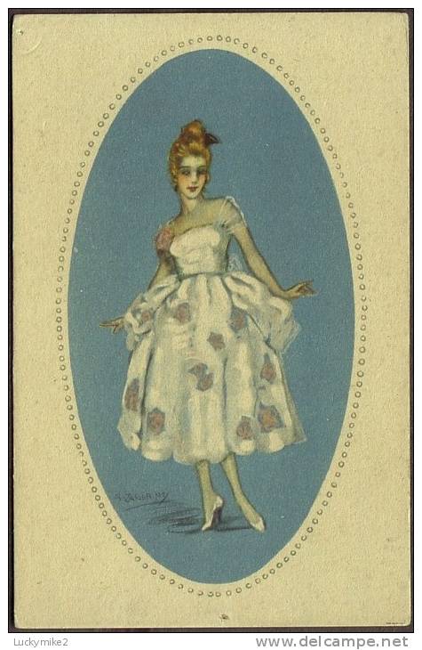 Going To The Ball, Perhaps?  Young Woman Illustrated By  'Adelina Zandrino',   C1910.      G-145 - Moda