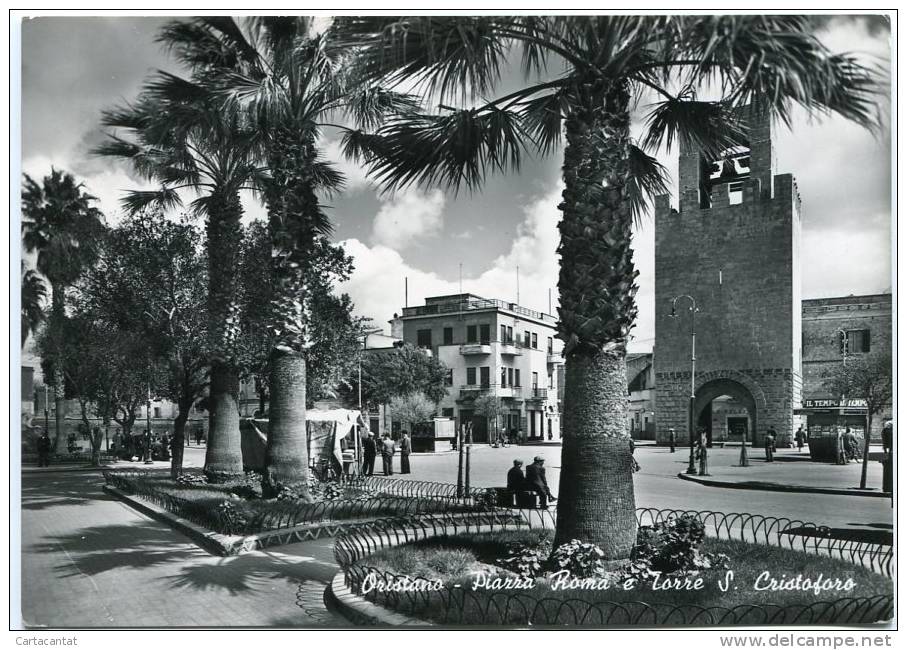 ORISTANO. PIAZZA ROMA E TORRE SAN CRISTOFORO. ANNI '50 - Oristano